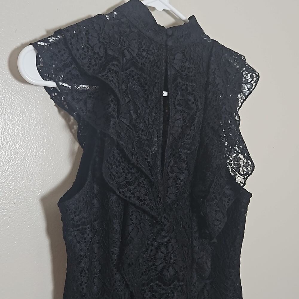 NWT H&M Black Lace Ruffled Flutter Sleeveless Top Sz 6 - Picture 6 of 10